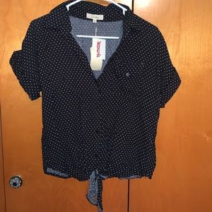 Polka Dot Cropped Button Up